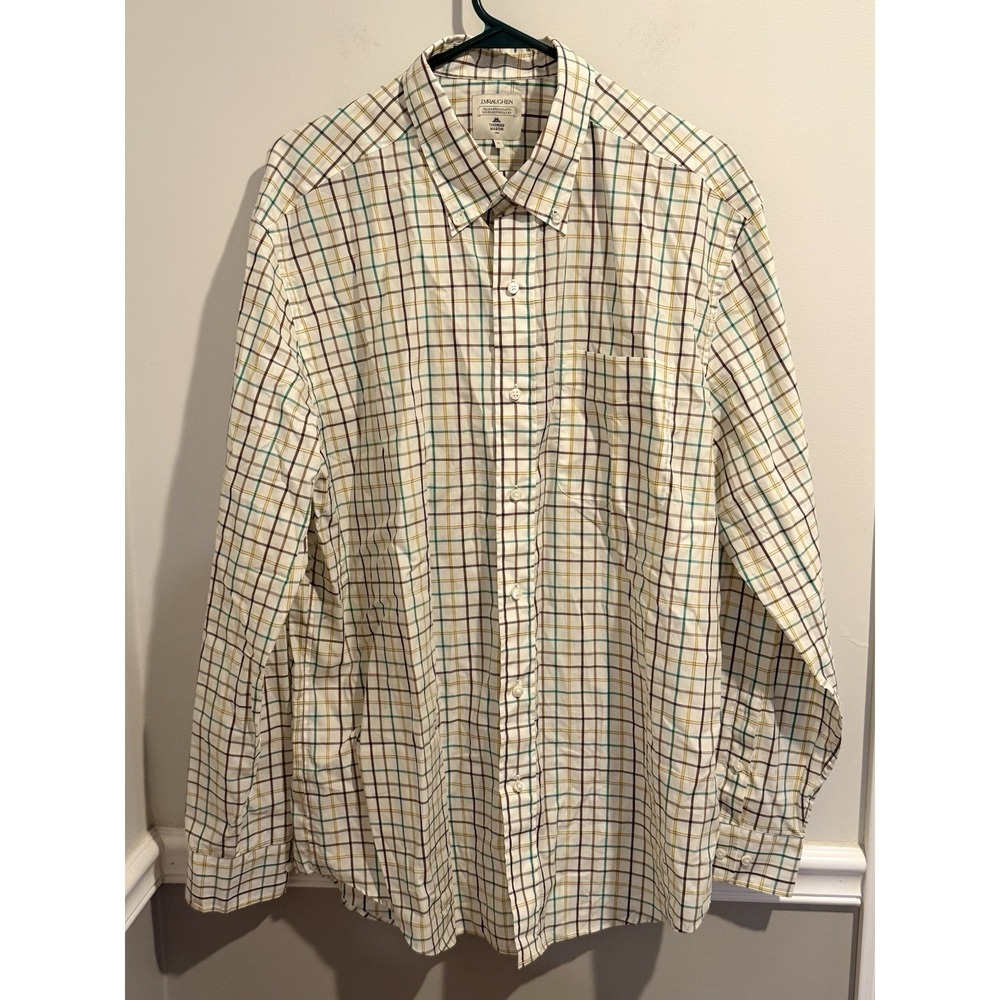 J.McLaughlin Tattersall check/plaid pattern Thomas Mason Shirt Men XL Long Sleev
